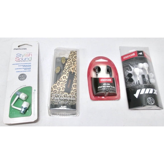 VIVIAN- New Lot Of 4 Earbuds - Memorex, Jinx, Jvc, Eb-95
