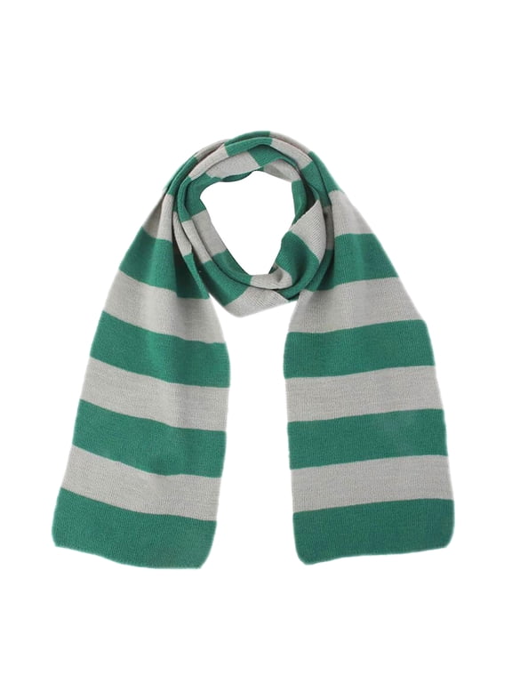 Fall Winter Ultra Soft Knit Striped Scarf for Women Men Boys Girls Halloween Wizard Costume Green Gray