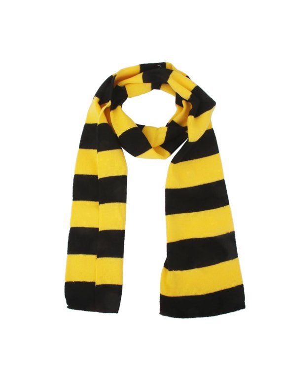 Fall Winter Ultra Soft Knit Striped Scarf for Women Men Boys Girls Halloween Wizard Costume Yellow Black