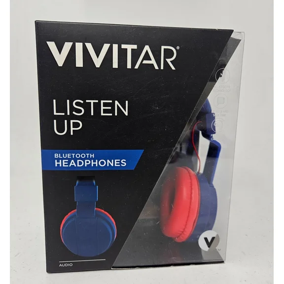 VIVIAN- Vivitar Listen Up Bluetooth Over The Ear Headphones Red/Blue