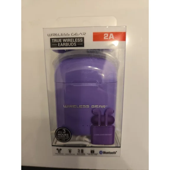 VIVIAN- Wireless Gear True Wireless Bluetooth Earbuds Purple Hands Free With Case