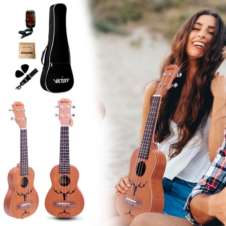 VIVICTORY 21 inch Soprano Ukulele / 6 in 1 Holiday Gift Kit [Antler]