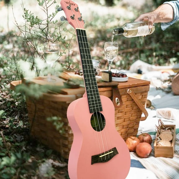 VIVICTORY 23 inch Concert Ukulele 5 in 1 Holiday Gift Kit [Pink] String Instrument by Musictopia