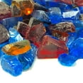 thumbnail image 1 of VIVID Heat (5-POUNDS) Blue, Amber & Red Premium Indoor & Outdoor Crushed Fire Glass Rock Large 1/2, 3/4 & 1" inch Chunky Size - Glass Use in Gas Fire Pit, Fireplace, (Hawaiian Blend), 1 of 1