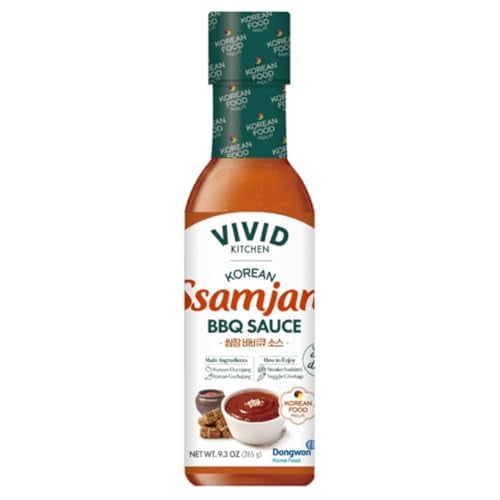 VIVID KITCHEN | Korean Fusion Sauces | Authentic Korean Marinades & Dipping Sauces, Mild & Hot Flavors, Perfect for Toppings, Cooking, Grilling, and More (1 bottle) 8.6 OZ)) (Ssamjang BBQ)