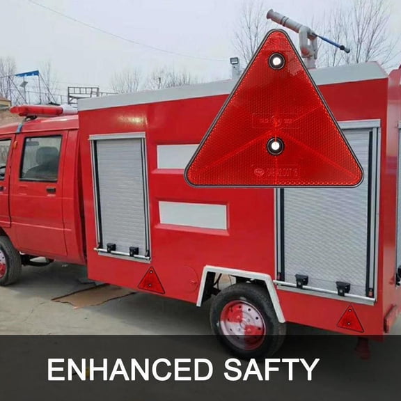 VIVIDCRAFT 1pcs Red Semi-Trailer Cimc Tail Reflective Triangle Responder With Hole Plastic Triangle Warning Sign Reflector Truck Tripod