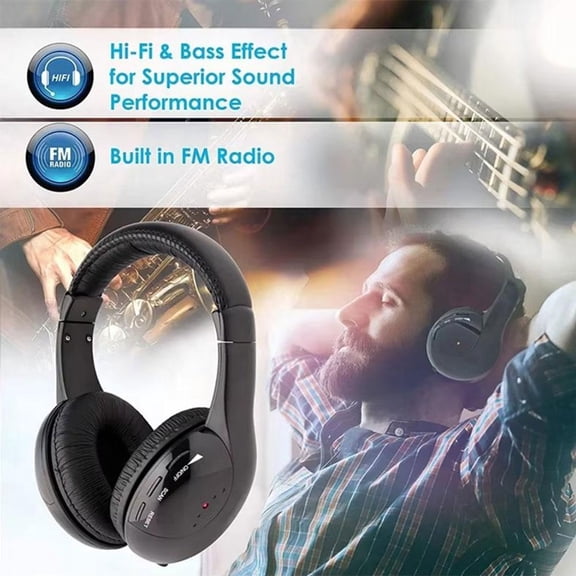 VIVIDCRAFT Black 1pcs Cross-Border Manufacturer Professional Wireless Headset Mh2001 Classic Five-In-One Tv Wireless Stereo Headset