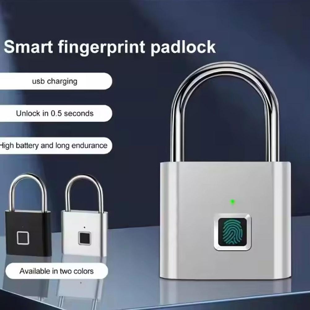 VIVIDCRAFT Black Smart Fingerprint Padlock Outdoor Waterproof And Rust ...
