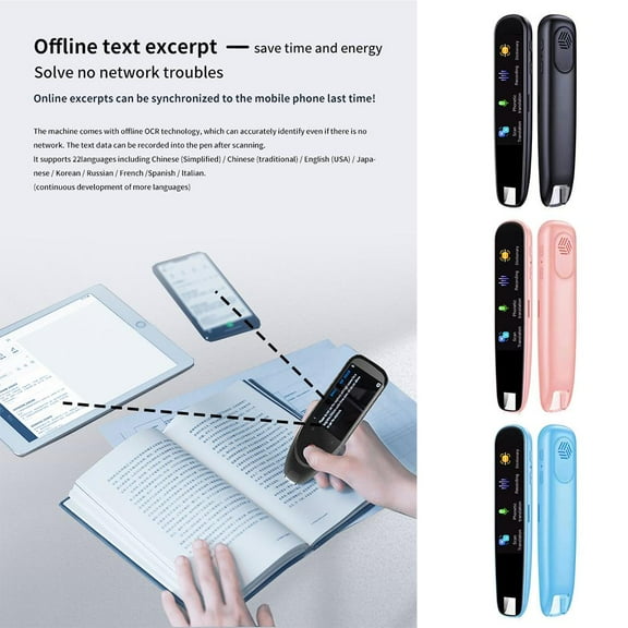 VIVIDCRAFT Blue Offline Translation Pen Dictionary Pen Student English Scanning Pen Smart Point Reading Pen Famous Teacher Classroom