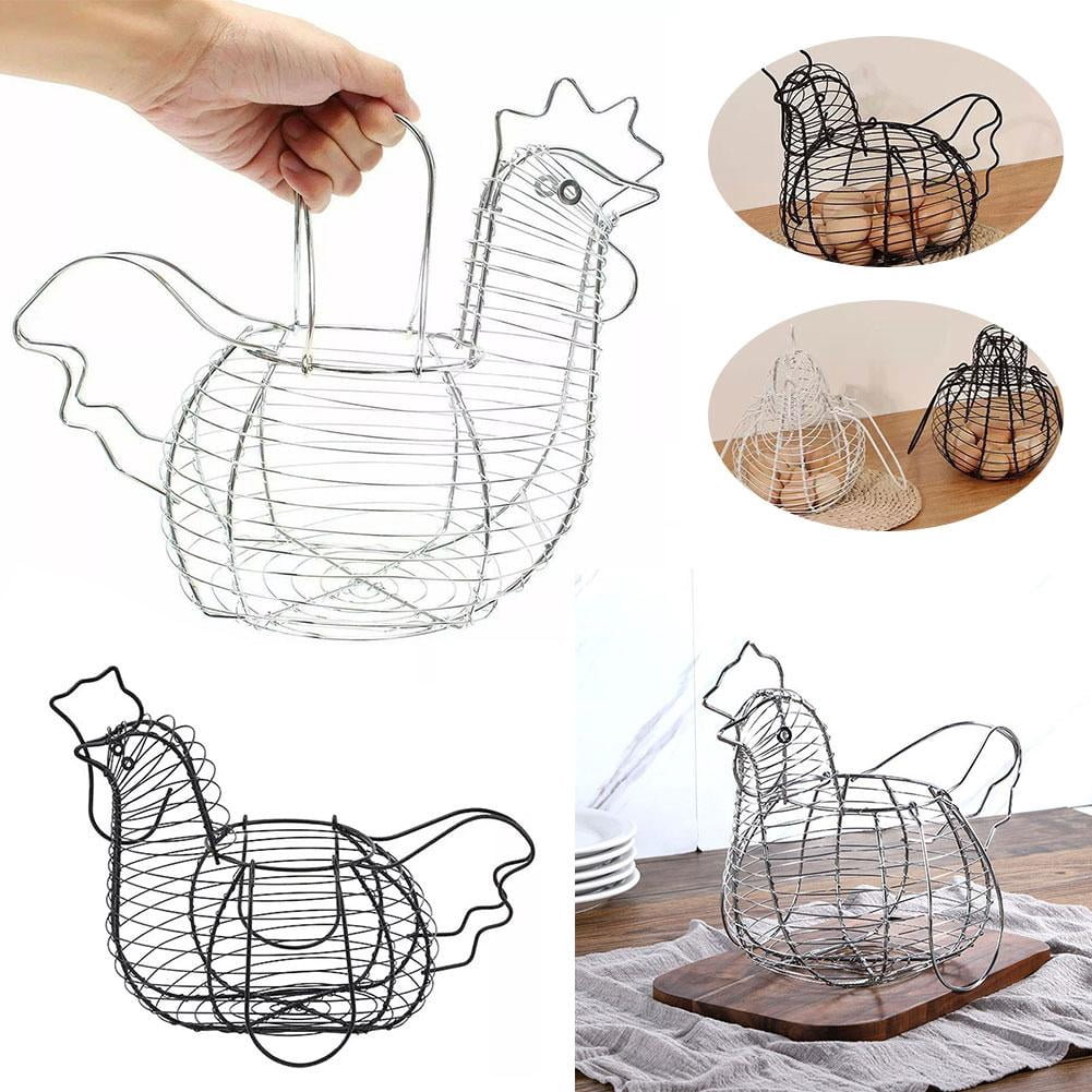 Large Chicken-Shaped Egg Holder - Wire Hen Basket For Kitchen Counter Egg Storage - View #8