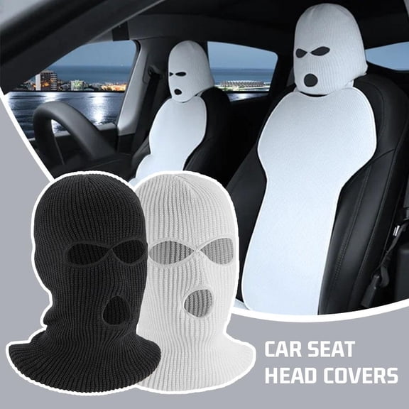 VIVIDCRAFT Milky White Car Seat Head Cover Personality Funny Hat Social Cow Syndrome Head Cover