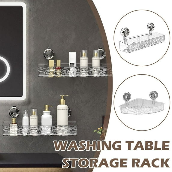 VIVIDCRAFT NoDrill Suction Cup NO Standing Water Bathroom Shelf Wall Mounted Storage DI