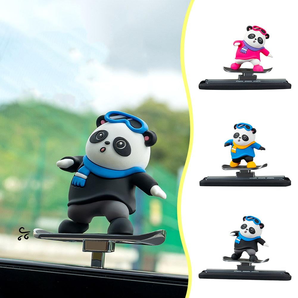 VIVIDCRAFT Panda Skateboard Ornaments Blue - Floating Screen Car ...