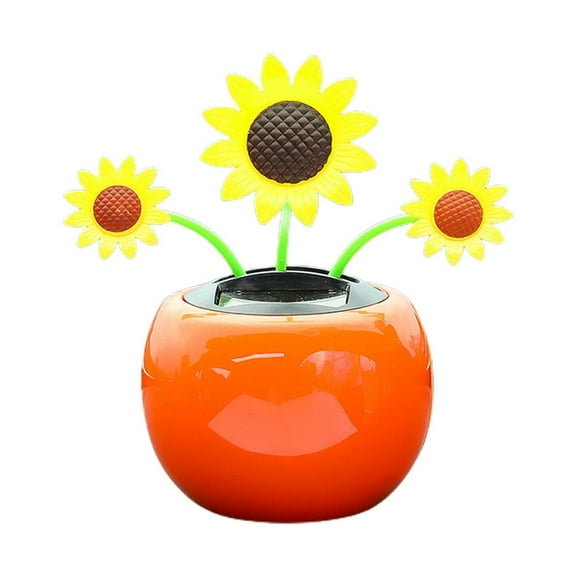 VIVIDCRAFT Solar Dancing Sunflower Toy Car Dashboard Ornament Shake Head Sun Flower Ligh