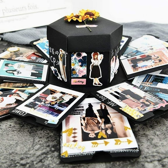 VIVIDCRAFT Surprise Explosion gift Box Memory Scrapbook Photo Album Anniversary black New