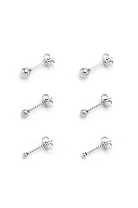 10 Pairs Stud Earrings Stainless Steel Tiny Round Ball Stud Earrings Women Men-2 mm