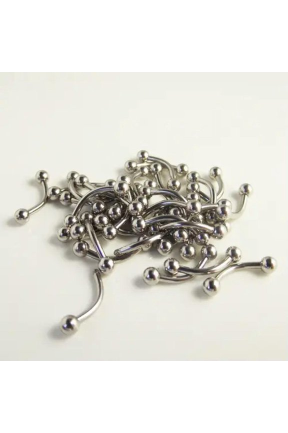 100PCS Stainless Steel Eyebrow Tragus Labret Cartilage Stud Curve Barbell 6 8 10-8mm