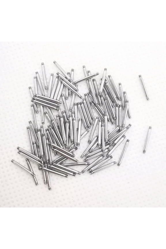100X Body Piercing Accessories Nose Ring Ear Lip Stud Screw Rod Barbell Labret-Straight Rod-16G 12mm
