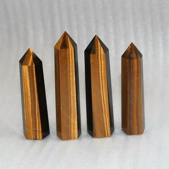 VIVIDELLE 10Pcs 7-8cm Natural Tiger's Eye Quartz Crystal Point Wand Obelisk Stone Healing
