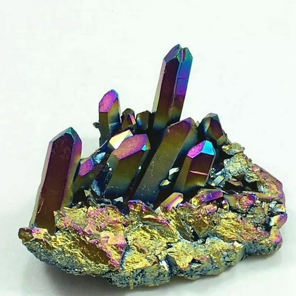 VIVIDELLE 10Pcs Large Natural Aura Rainbow Titanium Bismuth Crystal Cluster Stone Healing