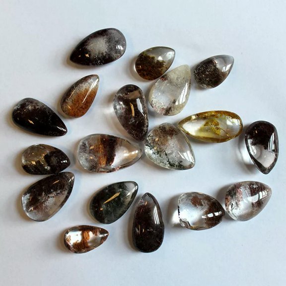 VIVIDELLE 10Pcs Natural Ghost Phantom Quartz Crystal Water Drop Gemstone Specimen Healing