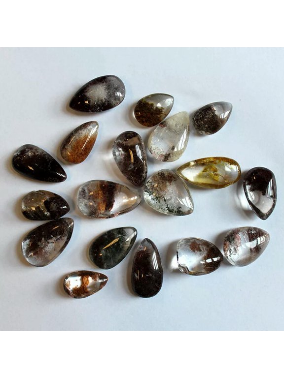 10Pcs Natural Ghost Phantom Quartz Crystal Water Drop Gemstone Specimen Healing