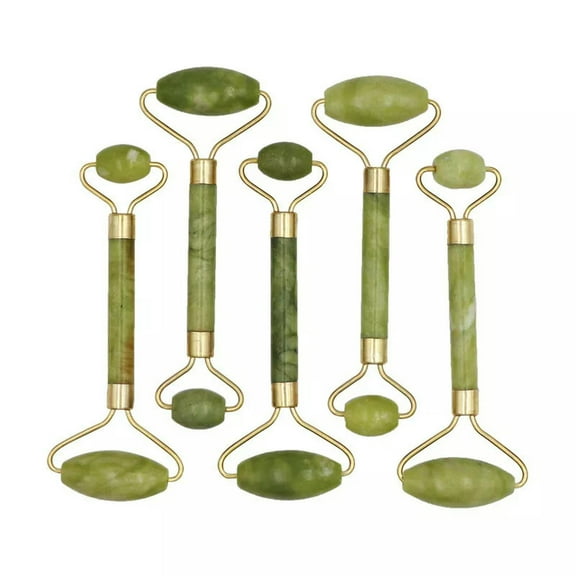 VIVIDELLE 10Pcs Natural Serpentine Jade Crystal Facial Beauty Massage Roller Massager Tool