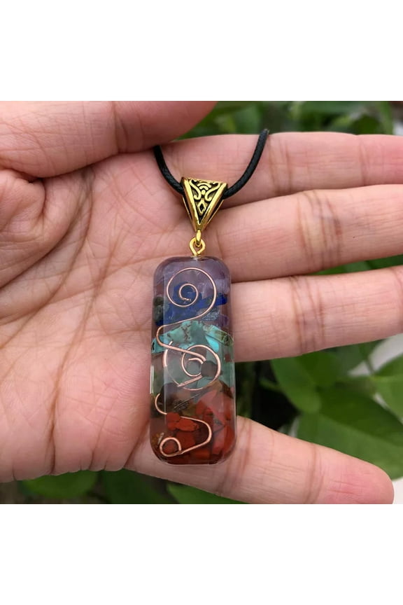 10Pcs Wholesale 7 Chakra Orgone Natural Quartz Crushed Gem Crystal Pendant Reiki