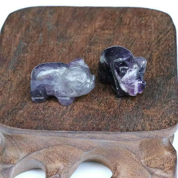 VIVIDELLE 10Pcs Wholesale Natural Purple Amethyst Quartz Carved Piggy Crystal Mineral Gift
