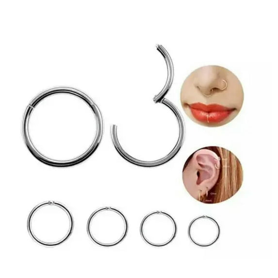 VIVIDELLE 10X Nose Ring Surgical Steel Hinged clicker Rings Hoop Ear Lip Rings 20G 18G 16G-Multi-Color-16g (1.2 mm)-6 mm