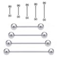 thumbnail image 1 of VIVIDELLE 10pcs Longer Straight Barbell Tongue bar Ear Bone Screw Rod Ear Piercing Jewelry-1.2*10*3mm, 1 of 4