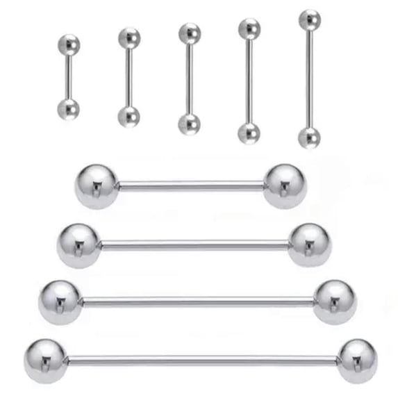 VIVIDELLE 10pcs Longer Straight Barbell Tongue bar Ear Bone Screw Rod Ear Piercing Jewelry-1.2*10*3mm