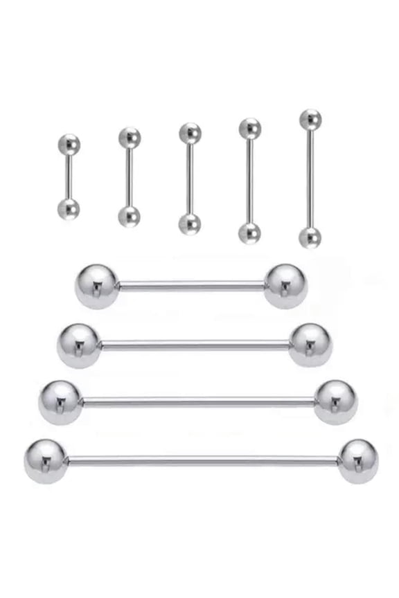 10pcs Longer Straight Barbell Tongue bar Ear Bone Screw Rod Ear Piercing Jewelry-1.2*10*3mm