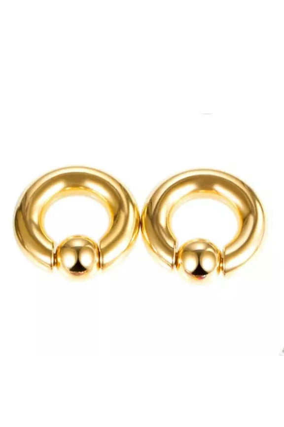 2X Stainless Steel BCR Ball Closure Captive Ring Lip Nose Ear Tragus Septum Ring-10X16+12-Gold