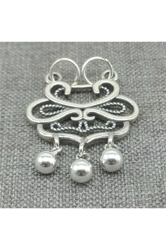 2pcs of 925 Sterling Silver Wishful Lock Charms with 3 Ball Drops for Bracelet