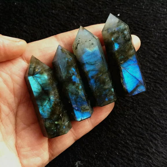 VIVIDELLE 40-50mm Natural Labradorite Moonstone Obelisk Quartz Crystal Point Wand Healing