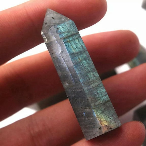 VIVIDELLE 50-60mm Natural Rock Labradorite Quartz Crystal Point Wand Obelisk Healing Stone