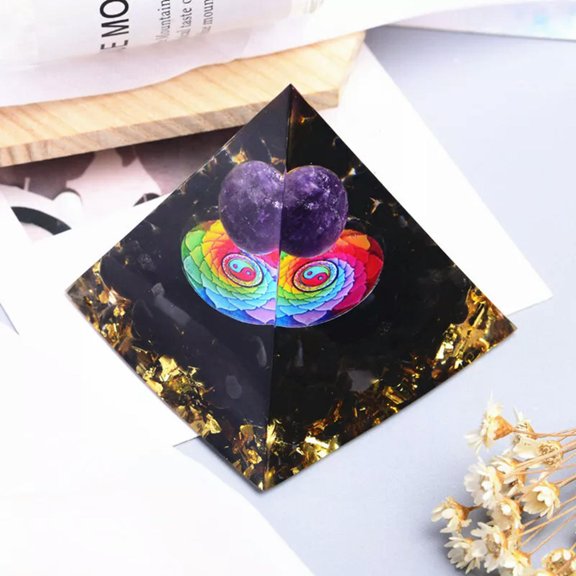 VIVIDELLE 5Pcs Natural Amethyst Quartz Healing Crystal ball Gossip Array Orgone Pyramid