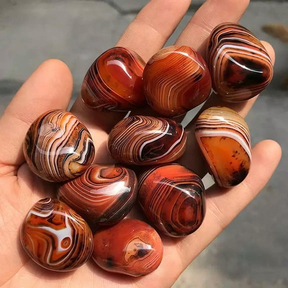 VIVIDELLE 5Pcs Natural Healing Silk Banded Lace Agate Quartz Crystal Palm Stone Sardonyx