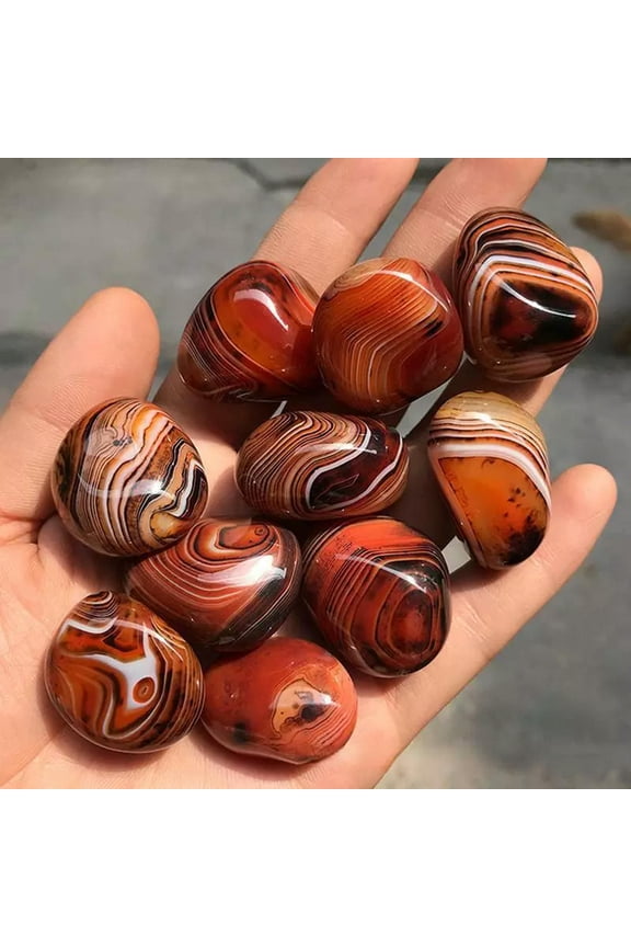 5Pcs Natural Healing Silk Banded Lace Agate Quartz Crystal Palm Stone Sardonyx