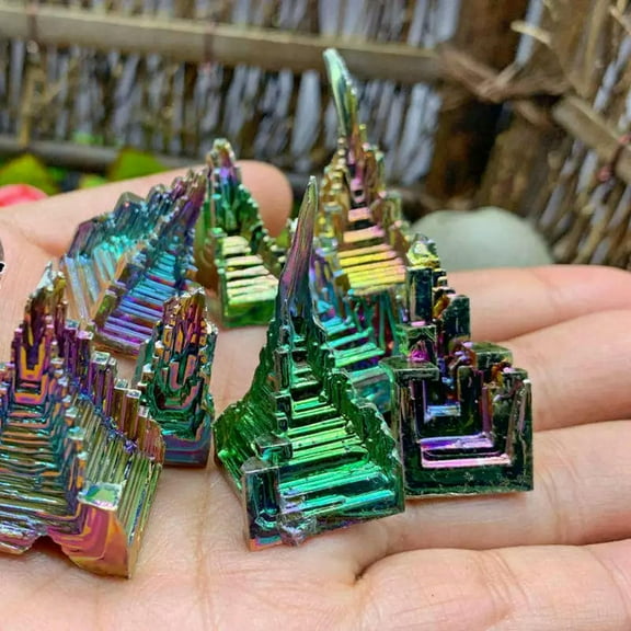 VIVIDELLE 5Pcs Natural Quartz Crystal Rainbow Titanium Bismuth Rock Stone Healing Specimen