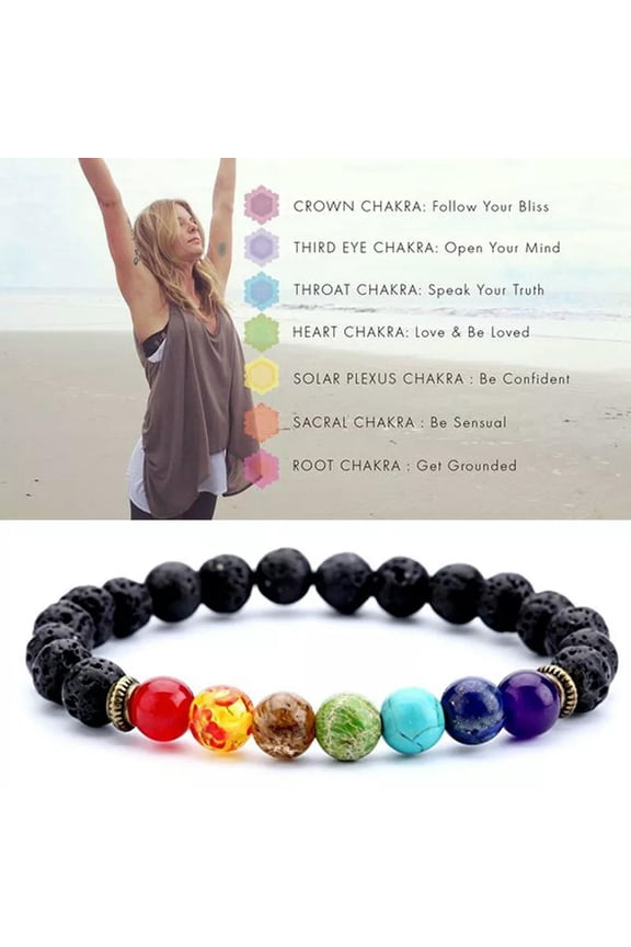 7 Chakra Healing Beaded Bracelet Natural Lava Stone Diffuser Bracelet Gift USA