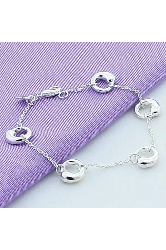 925 Sterling Silver Chain Wedding Ladies Tai Chi Link Bracelet Drip Jewelry-20cm