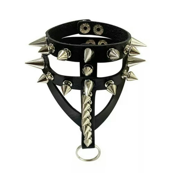 VIVIDELLE Adjustable PU Leather Bracelet with Spikes - Punk Gothic Studded Wristband-Black