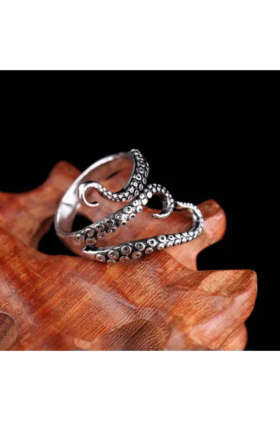 Ancient Silver Punk Octopus Adjustable Opening Fashion Ring Women Ring Jewelry