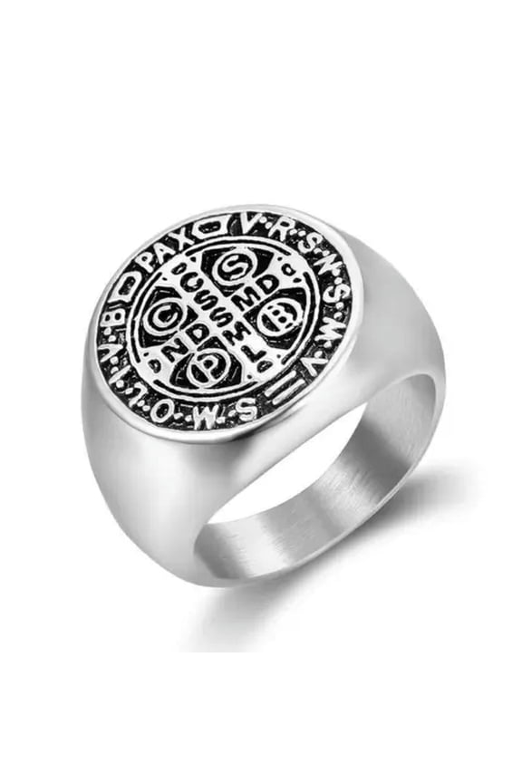 Demon Protection Ghost Hunter CSBP Catholic St Saint Benedict Ring Size 7-15-14-Silver