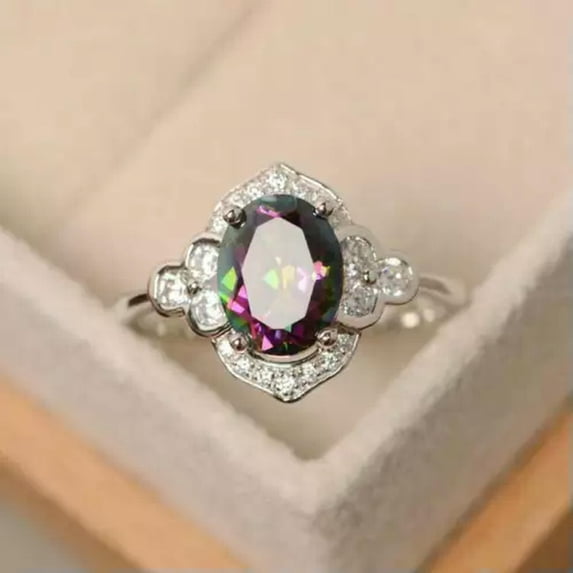 VIVIDELLE Fashion 925 Silver Filled Ring Wedding Gifts Women Cubic Zircon Jewelry Sz 6-10-#3-8