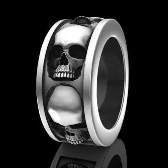 VIVIDELLE Fashion Mens Skull Jewelry Gothic Punk Biker Gift Party Wedding Rings Size 6-13-# 12-6