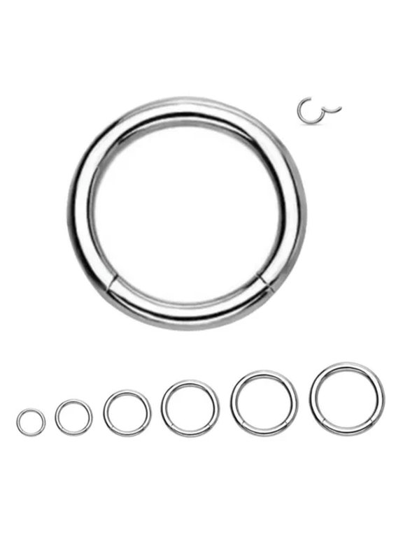 Fashion Surgical Steel Double Stack Hoop Clicker Nose Ear Hinged Ring 6-16mm-Black-16g (1.2 mm)-10 mm