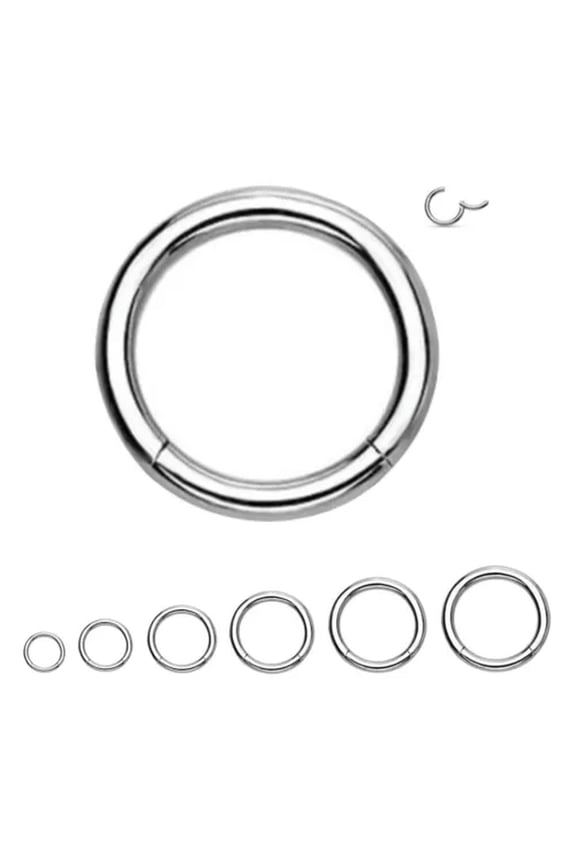 Fashion Surgical Steel Double Stack Hoop Clicker Nose Ear Hinged Ring 6-16mm-Black-16g (1.2 mm)-6 mm
